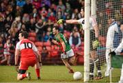 8 March 2015; Mark Ronaldson, Mayo, celebrates after scoring his side's 1st goal. Allianz Football League, Division 1, Round 4, Derry v Mayo, Celtic Park, Derry. Photo by Sportsfile