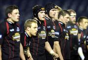 15 February 2008; The Edinburgh Rugby's players Ross Rennie and Matt Mustchin looked stunned as they wait on the conversion to Munster. Magners League, Edinburgh Rugby v Munster, Murrayfield, Edinburgh, Scotland. Picture credit; Dave Gibson / SPORTSFILE