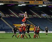 15 February 2008; Munster's Paul O'Connell and Simon Cross, Edinburgh Rugby, contest a line out. Magners League, Edinburgh Rugby v Munster, Murrayfield, Edinburgh, Scotland. Picture credit; Dave Gibson / SPORTSFILE