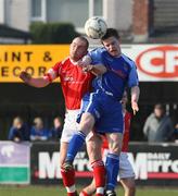 16 February 2008; Jamie Tomelty, Dungannon Swifts, in action against Barry Johnston, Cliftonville. Carnegie League Premier Division, Dungannon Swifts v Cliftonville, Stangmore Park, Dungannon, Co. Tyrone. Picture credit; Oliver McVeigh / SPORTSFILE