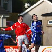 16 February 2008; John Curran, Dungannon Swifts, in action against Chris Scannell, Cliftonville. Carnegie League Premier Division, Dungannon Swifts v Cliftonville, Stangmore Park, Dungannon, Co. Tyrone. Picture credit; Oliver McVeigh / SPORTSFILE