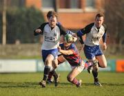 16 February 2008; Ed Leamy, Cork Constitution, is tackled by Chris Elvin, Clontarf. AIB League Division 1, Clontarf v Cork Constitution, Castle Avenue, Clontarf, Dublin. Picture credit; Caroline Quinn / SPORTSFILE