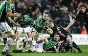 16 February 2008; Connacht's Conor McPhillips gets the ball out to Andrew Dunne. Magners League, Ospreys v Connacht, Liberty Stadium, Swansea, Wales. Picture credit; Steve Pope / SPORTSFILE