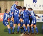 16 February 2008; Dungannon Swifts players celebrate after Michael Hegarty scored his side's opening goal. Carnegie League Premier Division, Dungannon Swifts v Cliftonville, Stangmore Park, Dungannon, Co. Tyrone. Picture credit; Oliver McVeigh / SPORTSFILE