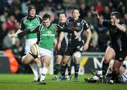 16 February 2008; Conor McPhillips, Connacht, clears the ball upfield. Magners League, Ospreys v Connacht, Liberty Stadium, Swansea, Wales. Picture credit; Steve Pope / SPORTSFILE