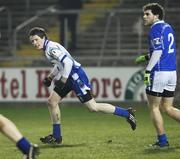 16 February 2008; Monaghan's Conor McManus turns to celebrate after scoring his side's second goal. Allianz National Football League, Division 2, Round 2, Cavan v Monaghan, Kingspan Breffni Park, Cavan. Picture credit; Oliver McVeigh / SPORTSFILE