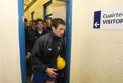 16 February 2008; Monaghan's Damien Freeman leads his players out to the pitch. Allianz National Football League, Division 2, Round 2, Cavan v Monaghan, Kingspan Breffni Park, Cavan. Picture credit; Oliver McVeigh / SPORTSFILE
