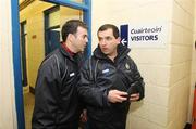 16 February 2008; Monaghan manager Seamus McEnaney, right, and his assistant Martin McElkennon leave the changing rooms for the start of the match. Allianz National Football League, Division 2, Round 2, Cavan v Monaghan, Kingspan Breffni Park, Cavan. Picture credit; Oliver McVeigh / SPORTSFILE