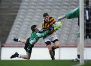 17 February 2008; Con Dunne, Canovee, is tackled by Ryan Crilly, Rock, as he bears down on goal. All-Ireland Junior Club Football Championship Final, Canovee, Cork v Rock, Tyrone, Croke Park, Dublin. Picture credit; Stephen McCarthy / SPORTSFILE