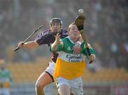 17 February 2008; Francis Kerrigan, Offaly, in action against Damien Joyce, Galway. Allianz National Hurling League, Division 1B, Round 2, Offaly v Galway, O'Connor Park, Tullamore, Co. Offaly. Picture credit; Pat Murphy / SPORTSFILE *** Local Caption ***