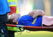 17 February 2008; James Woodlock, Tipperary, is stretchered from the pitch after a challenge for which Andrew O'Shaughnessy, Limerick, was shown a red card and sent off. Allianz National Hurling League, Division 1B, Round 2, Tipperary v Limerick, Semple Stadium, Thurles, Co. Tipperary. Picture credit; Brendan Moran / SPORTSFILE
