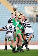 17 February 2008; Players from Moycullen and Fingal Ravens contest the high ball. All-Ireland Intermediate Club Football Championship Final, Moycullen, Galway v Fingal Ravens, Dublin, Croke Park, Dublin. Picture credit; Stephen McCarthy / SPORTSFILE