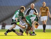 17 February 2008; Con Dunne, Canovee, in action against Paul Murphy and Nial Mullan, right, Rock. All-Ireland Junior Club Football Championship Final, Canovee, Cork v Rock, Tyrone, Croke Park, Dublin. Picture credit; Stephen McCarthy / SPORTSFILE *** Local Caption *** Echo