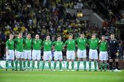 6 February 2008; The Republic of Ireland team stand for a minutes silence before the game. International Friendly, Republic of Ireland v Brazil, Croke Park, Dublin. Picture credit; Pat Murphy / SPORTSFILE *** Local Caption ***