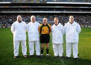 17 February 2008; Referee Martin Higgins, Fermanagh, with his umpires before the game. All-Ireland Intermediate Club Football Championship Final, Moycullen, Galway v Fingal Ravens, Dublin, Croke Park, Dublin. Picture credit; Stephen McCarthy / SPORTSFILE