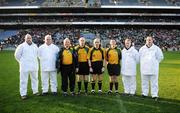 17 February 2008; Referee Martin Higgins, Fermanagh, with his officials before the game. All-Ireland Intermediate Club Football Championship Final, Moycullen, Galway v Fingal Ravens, Dublin, Croke Park, Dublin. Picture credit; Stephen McCarthy / SPORTSFILE