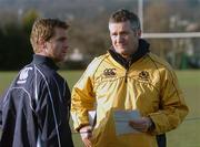 18 February 2008; Scotland head coach Frank Hadden chats to Chris Paterson during a training session. Scotland rugby squad training, Murrayfield Stadium, Edinburgh, Scotland. Picture credit; David Gibson / SPORTSFILE