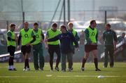 19 February 2008; Ireland head coach Eddie O'Sullivan in conversation with backs, from left, Ronan O'Gara, Girvan Dempsey, Rob Kearney, Brian O'Drsicoll, Andrew Trimble and Tommy Bowe during squad training. Ireland rugby squad training, Belfield, UCD, Dublin Picture credit; Brendan Moran / SPORTSFILE