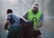 19 February 2008; John Hayes in action during squad training. Ireland rugby squad training, Belfield, UCD, Dublin Picture credit; Brendan Moran / SPORTSFILE
