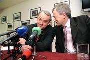 19 February 2008; President of the GAA Nickey Brennan, left, with Ard Stiúrthóir of the GAA Paraic Duffy at a press conference to announce details of the awarding of television and radio rights of the GAA for the next three years. GAA Press Conference, Croke Park, Dublin. Picture credit; David Maher / SPORTSFILE