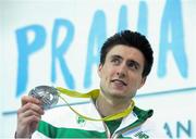 8 March 2015; Ireland's Mark English with his silver medal after his Men's 800m Final event, where he finished in second position with a time of 1:47.20. European Indoor Athletics Championships 2015, Day 4, Prague, Czech Republic. Picture credit: Pat Murphy / SPORTSFILE