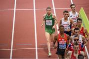 8 March 2015; Ireland's John Travers in action during his Men's 1500m Final event, where he finished in 7th position with a time of 3:41.50. European Indoor Athletics Championships 2015, Day 4, Prague, Czech Republic. Picture credit: Pat Murphy / SPORTSFILE