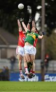 8 March 2015; David Moran, Kerry, contests a kick out with Eoin Cadogan, left, and Fintan Goold, Cork. Allianz Football League, Division 1, Round 4, Cork v Kerry, Páirc Uí Rinn, Cork. Picture credit: Brendan Moran / SPORTSFILE
