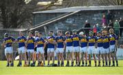 8 March 2015; The Tipperary team stand together during the playing of the national anthem. Allianz Hurling League, Division 1A, Round 3, Clare v Tipperary. Cusack Park, Ennis, Co. Clare. Picture credit: Diarmuid Greene / SPORTSFILE