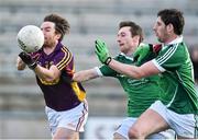 8 March 2015; Ben Brosnan, Wexford, in action against Robert Browne and Padraig Browne, Limerick. Allianz Football League, Division 3, Round 4, Wexford v Limerick, Wexford Park, Wexford. Picture credit: David Maher / SPORTSFILE