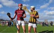 8 March 2015; Jonathan Glynn, Galway has a chat with Padraig Walsh, Kilkenny, after the game. Allianz Hurling League, Division 1A, Round 3, Galway v Kilkenny, Pearse Stadium, Galway. Picture credit: Ray Ryan / SPORTSFILE
