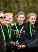 7 March 2015; The St Dominics Cabra team after winning the Minor Girls race at the GloHealth All Ireland Schools Cross Country Championships. Clongowes Wood College, Co. Kildare. Picture credit: Ramsey Cardy / SPORTSFILE
