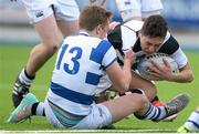 8 March 2015; Sam Barry, Belvedere College, is tackled by Liam Turner, Blackrock College. Bank of Ireland Leinster Schools Junior Cup, Semi-Final, Belvedere College v Blackrock College, Donnybrook Stadium, Donnybrook, Dublin. Picture credit: Cody Glenn / SPORTSFILE