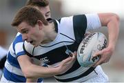 8 March 2015; Harry Beggy, Belvedere College, is tackled by Niall Brady, Blackrock College. Bank of Ireland Leinster Schools Junior Cup, Semi-Final, Belvedere College v Blackrock College, Donnybrook Stadium, Donnybrook, Dublin. Picture credit: Cody Glenn / SPORTSFILE