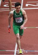 8 March 2015; Ireland 4x400m Relay team member Harry Purcell during the Men's 4x400m Relay Final event, where they finished in 6th position with a time of 3:10.61. European Indoor Athletics Championships 2015, Day 4, Prague, Czech Republic. Picture credit: Pat Murphy / SPORTSFILE