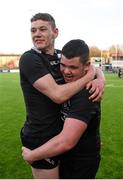 9 March 2015; Alan Tynan, left, and Dylan Murphy, Cistercian College Roscrea, celebrate their side's victory. Bank of Ireland Leinster Schools Senior Cup, Semi-Final Replay, Cistercian College Roscrea v Newbridge College. Donnybrook Stadium, Donnybrook, Dublin. Picture credit: Stephen McCarthy / SPORTSFILE