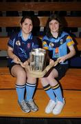 18 February 2008; UUJ captain Moya Maginn, left, and UCD captain Susie O'Carroll, at the launch of the 2008 Ashbourne Cup to be hosted this weekend in University of Ulster, Jordanstown (UUJ). University College Dublin, Belfield, Dublin. Picture credit: Caroline Quinn / SPORTSFILE  *** Local Caption ***