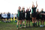 17 February 2008; Queens University Belfast celebrate While Dublin Institute of Technology look on as captain Orla Maginn lifts the Purcell Cup. Purcell Cup Final, Queens University Belfast v Dublin Institute of Technology, Pearse Stadium, Galway. Photo by Sportsfile