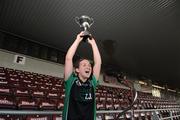 17 February 2008; Queens University Belfast captain Orla Maginn lifts the Purcell Cup. Purcell Cup Final, Queens University Belfast v Dublin Institute of Technology, Pearse Stadium, Galway. Photo by Sportsfile
