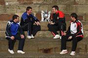 19 February 2008; Damian Curran, Linfield, Darren Murphy, Dungannon Swifts, Declan O'Hara, Cliftonville, and Daryl Fordyce, Glentoran,  at the Launch of the Setanta Sports Cup 2008. Lord Mayor's Parlour, Clarendon Docks, Belfast, Co. Antrim. Picture credit; Oliver McVeigh / SPORTSFILE