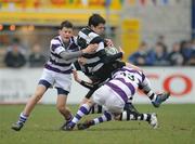 20 February 2008; Maurice Fitzgerald, Cistercian College Roscrea, is tackled by Conor Joyce and Stephen MacAuley, right, Clongowes Wood College. Leinster Schools Junior Cup Semi-Final, Cistercian College Roscrea v Clongowes Wood College, Donnybrook, Dublin. Picture credit; Stephen McCarthy / SPORTSFILE