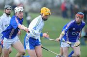 20 February 2008; Trevor Corcoran, DIT, in action against Fintan O'Leary, left, and Shane Kelly, Waterford IT. Ulster Bank Fitzgibbon Cup Quarter-Final, Waterford IT v Dublin Institute of Technology, Ballygunner GAA grounds, Waterford. Picture credit; Matt Browne / SPORTSFILE