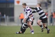 20 February 2008; Gareth O'Suillebhain, Clongowes Wood College, is tackled by Maurice Fitzgerald and Conor Finn, right, Cistercian College Roscrea. Leinster Schools Junior Cup Semi-Final, Cistercian College Roscrea v Clongowes Wood College, Donnybrook, Dublin. Picture credit; Stephen McCarthy / SPORTSFILE