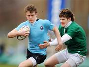 21 February 2008; Mark Corballis, St Michael's, is tackled by Donal Branagan, Gonzaga College. Leinster Schools Junior Cup semi-final, St Michael's v Gonzaga College, Donnybrook, Co. Dublin. Picture credit; Stephen McCarthy / SPORTSFILE