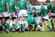 21 February 2008; Rory Kavanagh, St Michael's, goes over to score one of his side's tries. Leinster Schools Junior Cup semi-final, St Michael's v Gonzaga College, Donnybrook, Co. Dublin. Picture credit; Stephen McCarthy / SPORTSFILE