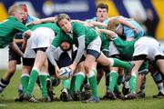 21 February 2008; Andrew McEvoy, Gonzaga College, clears the ball from the scrum. Leinster Schools Junior Cup semi-final, St Michael's v Gonzaga College, Donnybrook, Co. Dublin. Picture credit; Stephen McCarthy / SPORTSFILE *** Local Caption ***