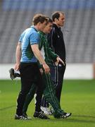 22 February 2008; Ireland captain Brian O'Driscoll, left, with team doctor Dr Gary O'Driscoll and Girvan Dempsey, right, during the team captain's run ahead of their RBS Six Nations game with Scotland on Saturday. Ireland team captain's run, Croke Park, Dublin. Picture credit: Brendan Moran / SPORTSFILE