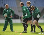 22 February 2008; Ireland players, from left, Eoin Reddan, Geordan Murphy, Andrew Trimble and Tommy Bowe during the team captain's run ahead of their RBS Six Nations game with Scotland on Saturday. Ireland team captain's run, Croke Park, Dublin. Picture credit: Brendan Moran / SPORTSFILE