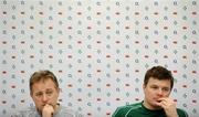 22 February 2008; Ireland head coach Eddie O'Sullivan and captain Brian O'Driscoll during a press conference of ahead of their RBS Six Nations game with Scotland on Saturday. Ireland rugby squad press conference, Croke Park, Dublin. Picture credit: Brendan Moran / SPORTSFILE