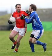 3 February 2008; Aidan O'Rourke, Armagh, in action against Michael Lyng, Cavan. Allianz National Football League, Division 2, Round 1, Armagh v Cavan, St Oliver Plunkett Park, Crossmaglen, Co Armagh. Picture credit: Oliver McVeigh / SPORTSFILE