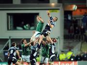 23 February 2008; Scotland's Scott McLeod goes up in the lineout against Ireland's Paul O'Connell. RBS Six Nations Rugby Championship, Ireland v Scotland, Croke Park, Dublin. Picture credit; Matt Browne / SPORTSFILE